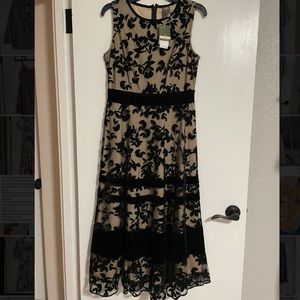 Black floral chiffon dress Taylor size 6 NWT
